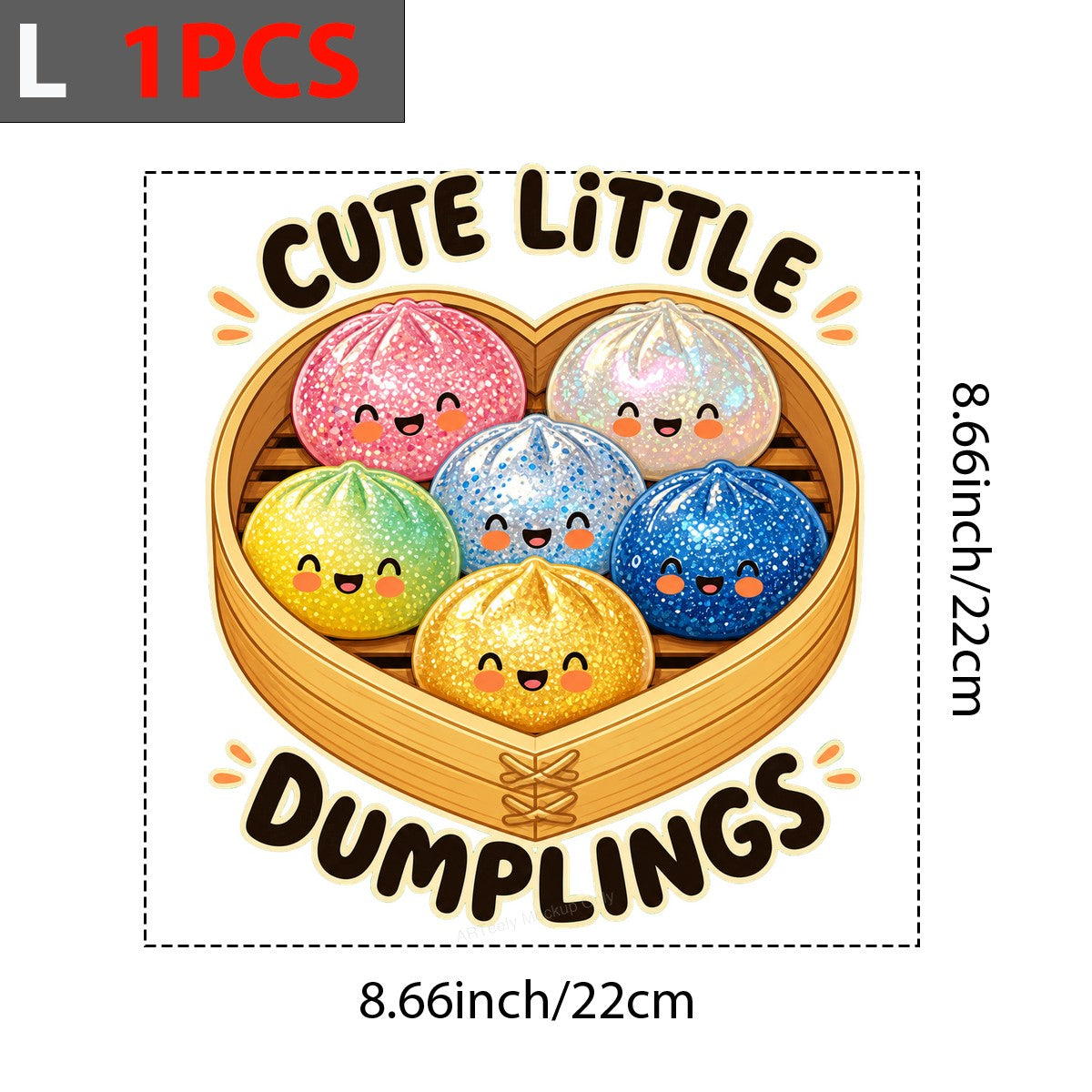 DTF Transfer Cute Little Dumplings Quote Glitter Cartoon Graphic for T Shirts Hoodies and Tote Bags - 7