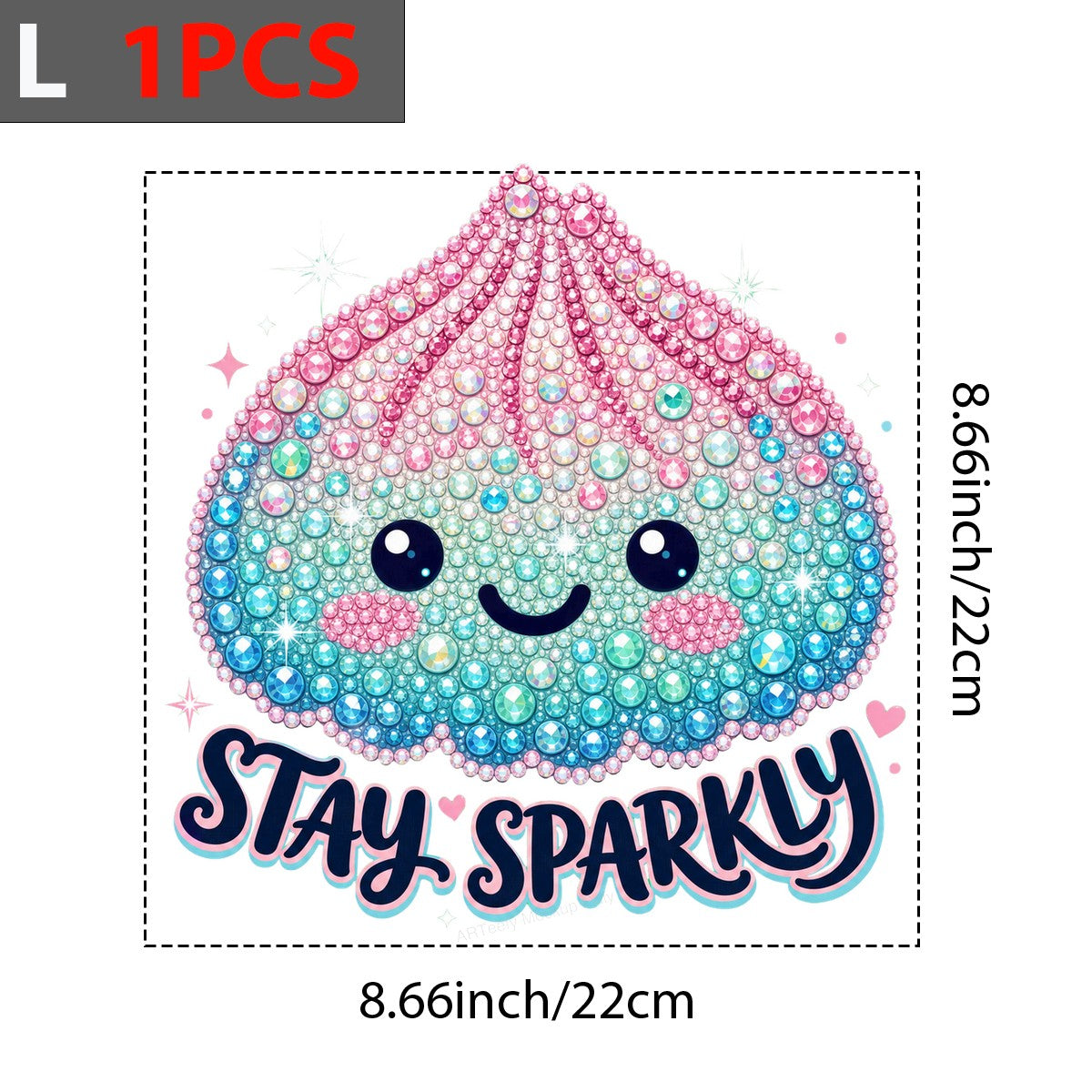 DTF Heat Transfer Stay Sparkly Kawaii Gem Dumpling Graphic for T Shirts Hoodies and Tote Bags - 7