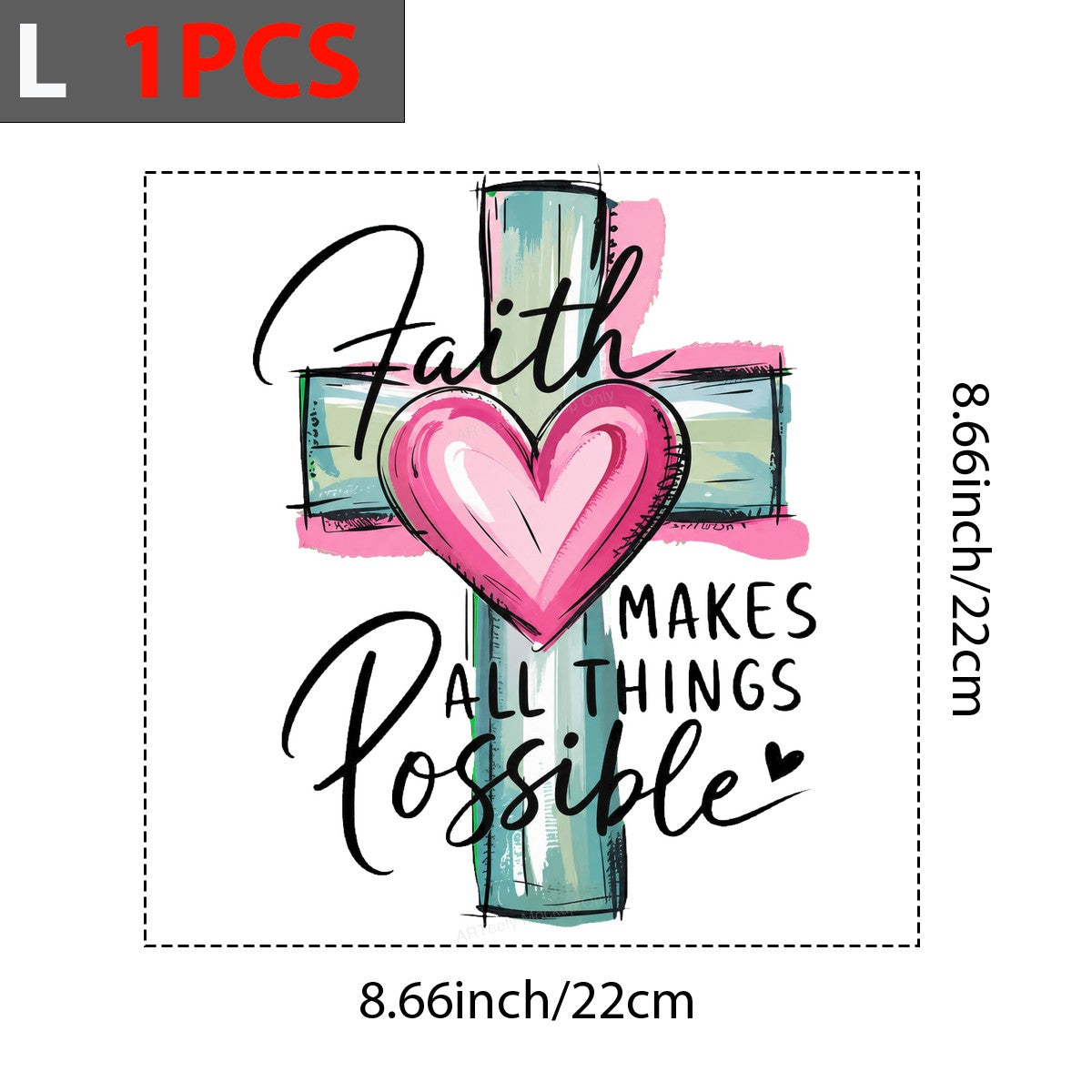 Christian Heat Transfer Faith Makes All Things Possible Heart Cross Graphic for T Shirts Hoodies and Tote Bags - 7