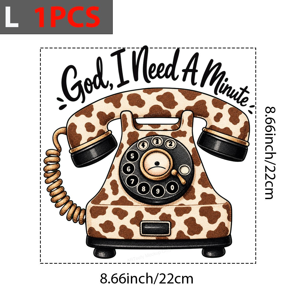 Christian Heat Transfer “God I Need A Minute” Cow Print Retro Phone Graphic for T Shirts Hoodies and Tote Bags - 7