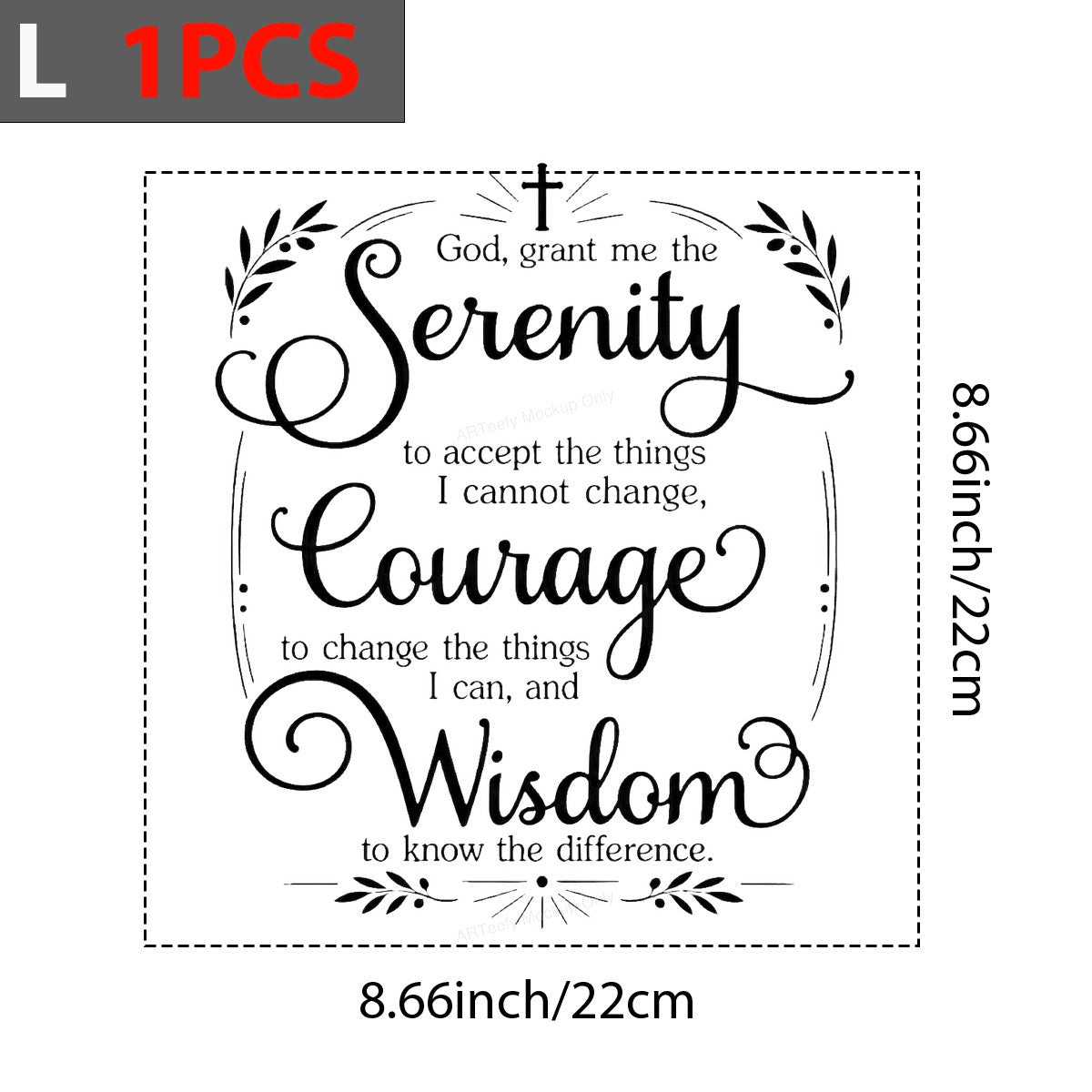 Christian Heat Transfer Serenity Courage Wisdom Prayer Script Graphic for T Shirts Hoodies and Tote Bags - 7