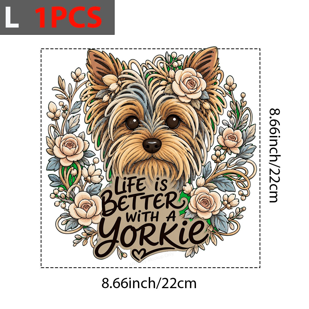DTF Heat Transfer Life Is Better With a Yorkie Floral Dog Graphic for T Shirts Hoodies and Tote Bags - 7