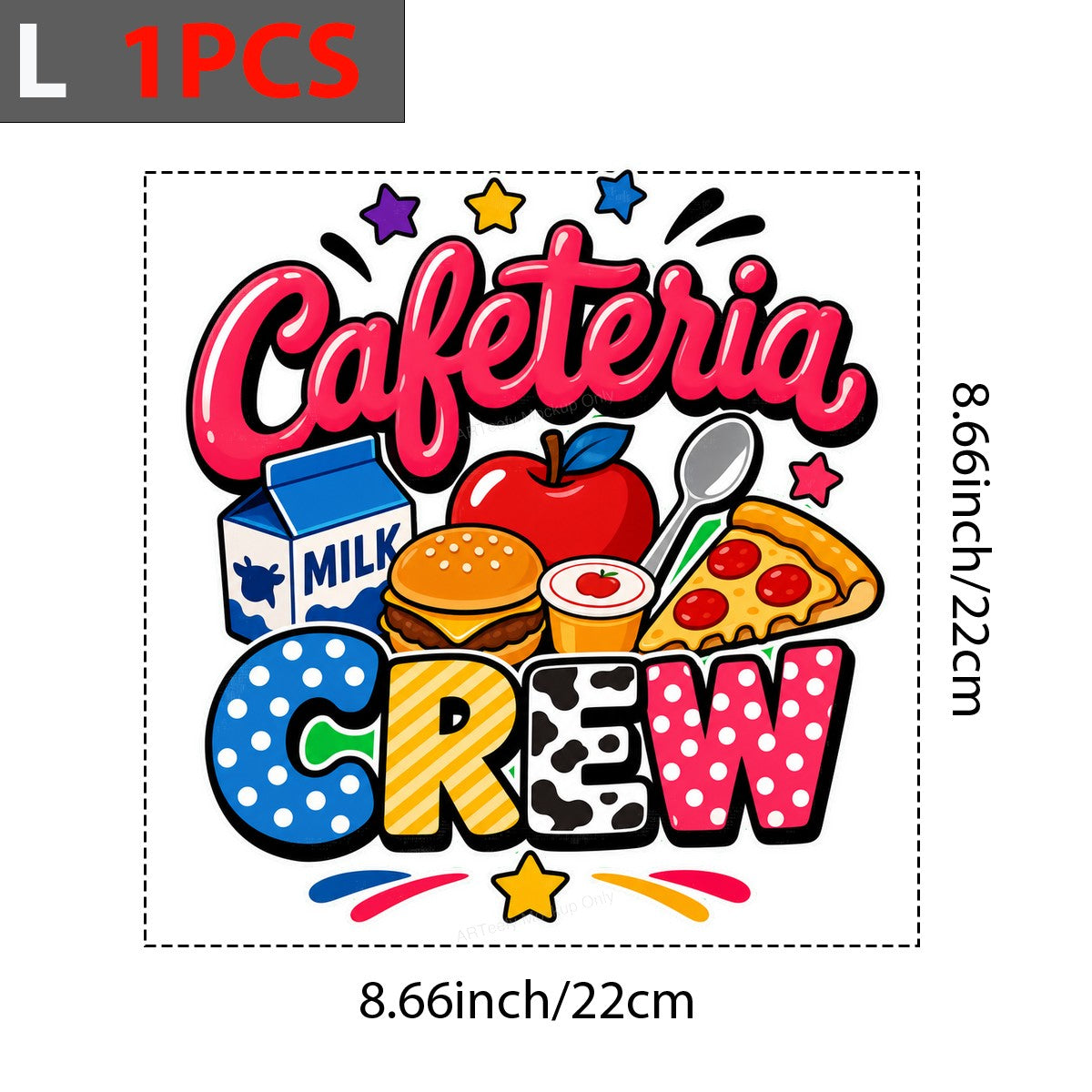 DTF Transfer Cafeteria Crew Lunch Food Cartoon Graphic for T Shirts Hoodies and Lunch Staff Apparel - 7