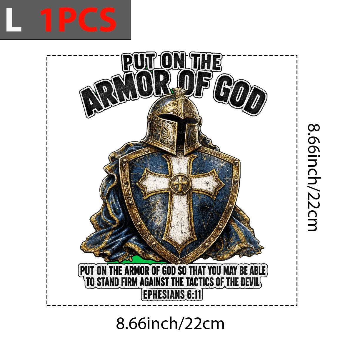 Christian Heat Transfer Put On The Armor Of God Knight Shield Graphic for T Shirts Hoodies and Christian Apparel - 7