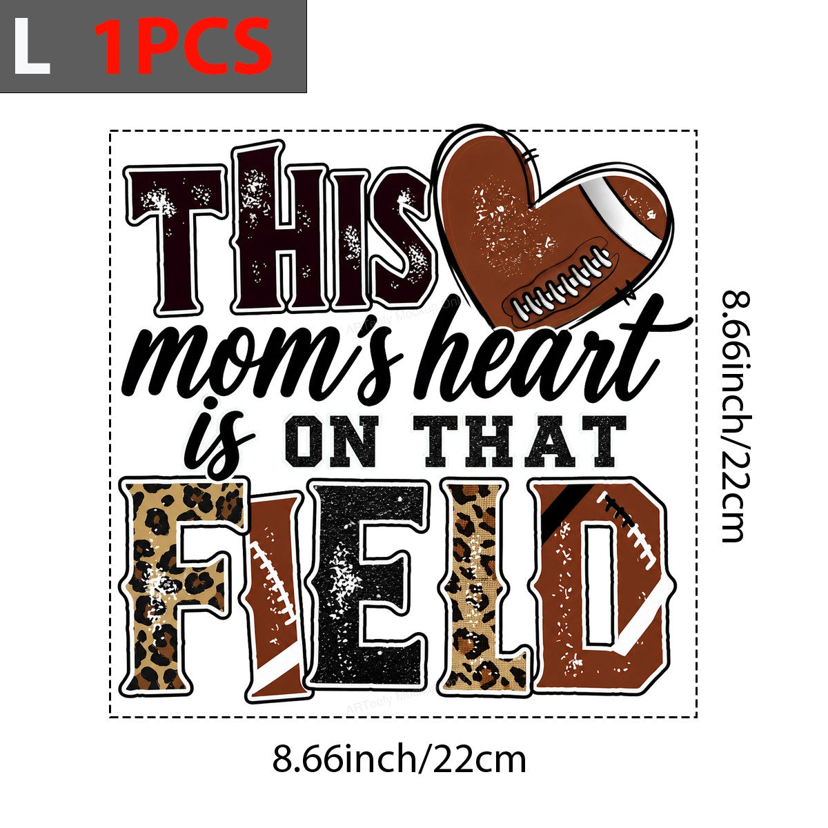 DTF Transfer This Mom’s Heart Is On That Field Football Leopard Print Graphic for T Shirts Hoodies and Game Day Apparel - 7