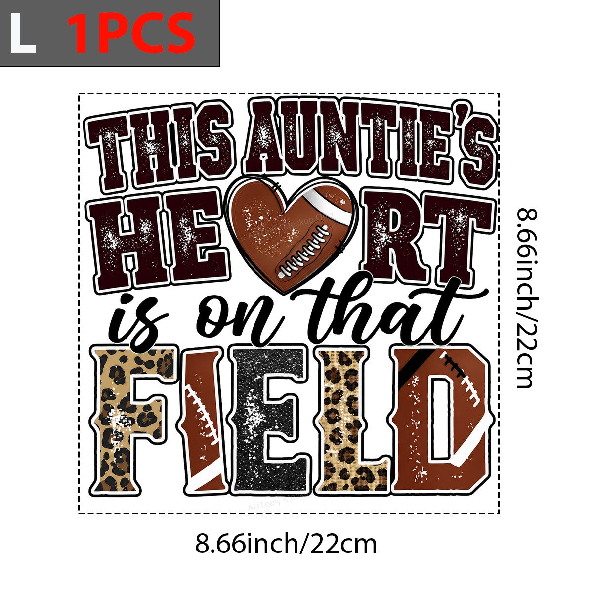 DTF Transfer This Auntie’s Heart Is On That Field Football Leopard Print Graphic for T Shirts Hoodies and Game Day Apparel - 7