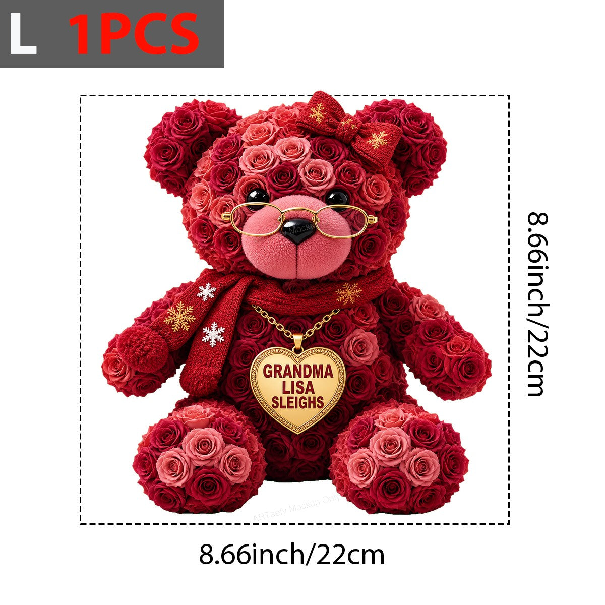 DTF Heat Transfer Grandma Christmas Rose Teddy Bear Graphic for T Shirts Hoodies and Gifts - 7