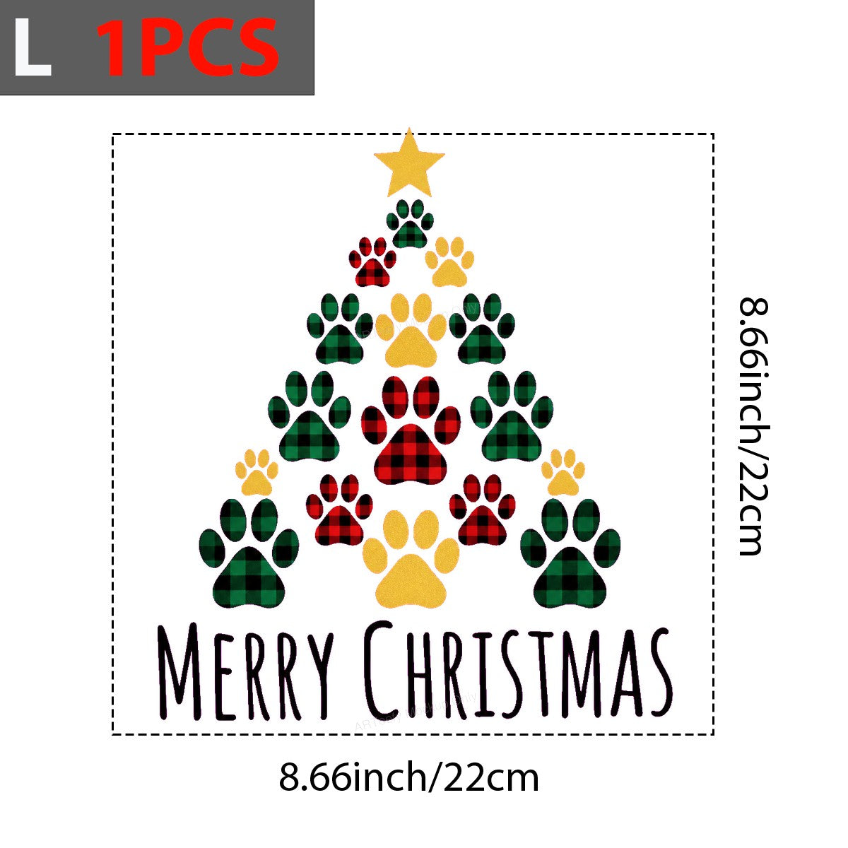 DTF Transfer Merry Christmas Dog Paw Tree Buffalo Plaid Graphic for Holiday Shirts and Pet Lover Apparel - 7
