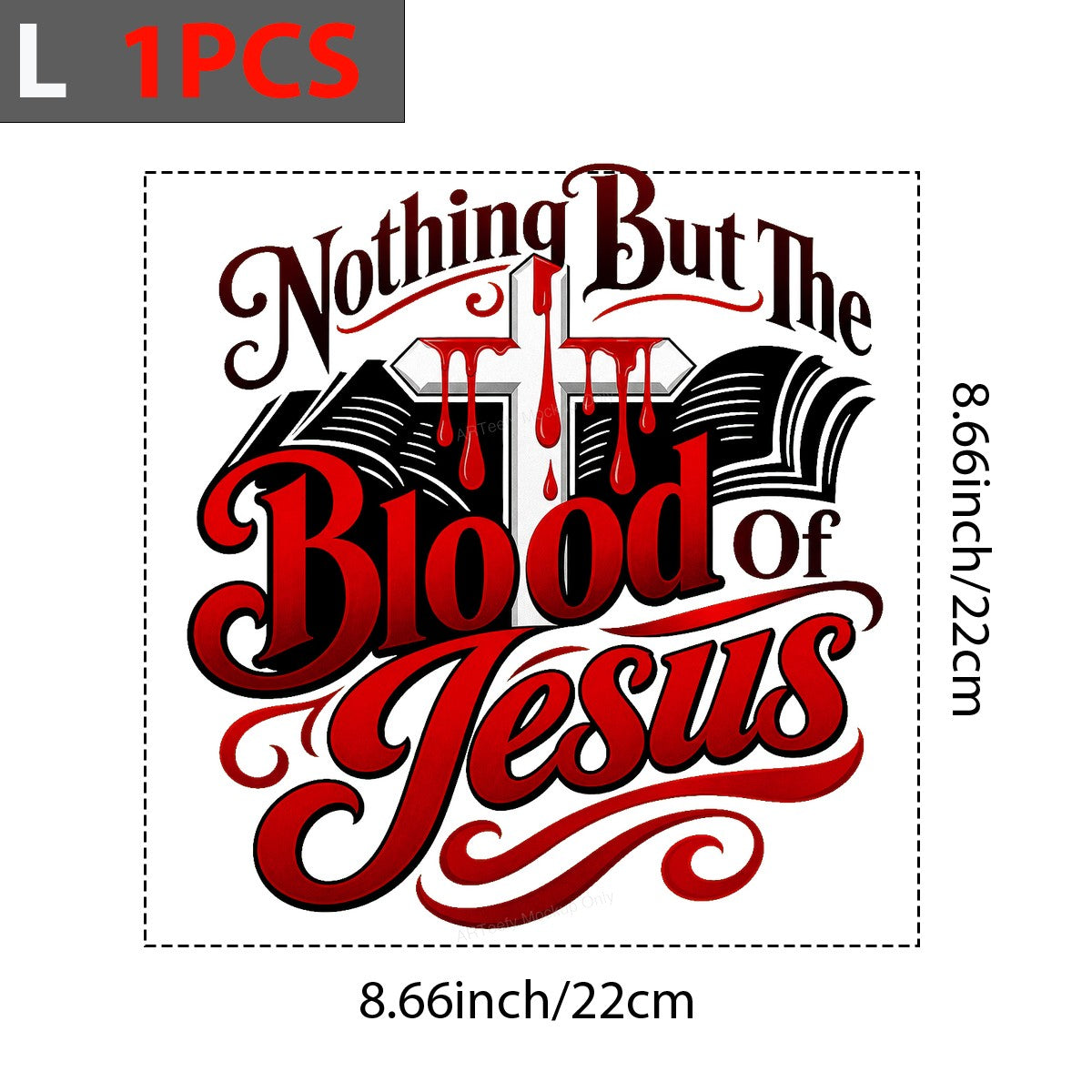 Christian Heat Transfer Nothing But The Blood of Jesus Cross Graphic for T Shirts Hoodies and Christian Apparel - 7