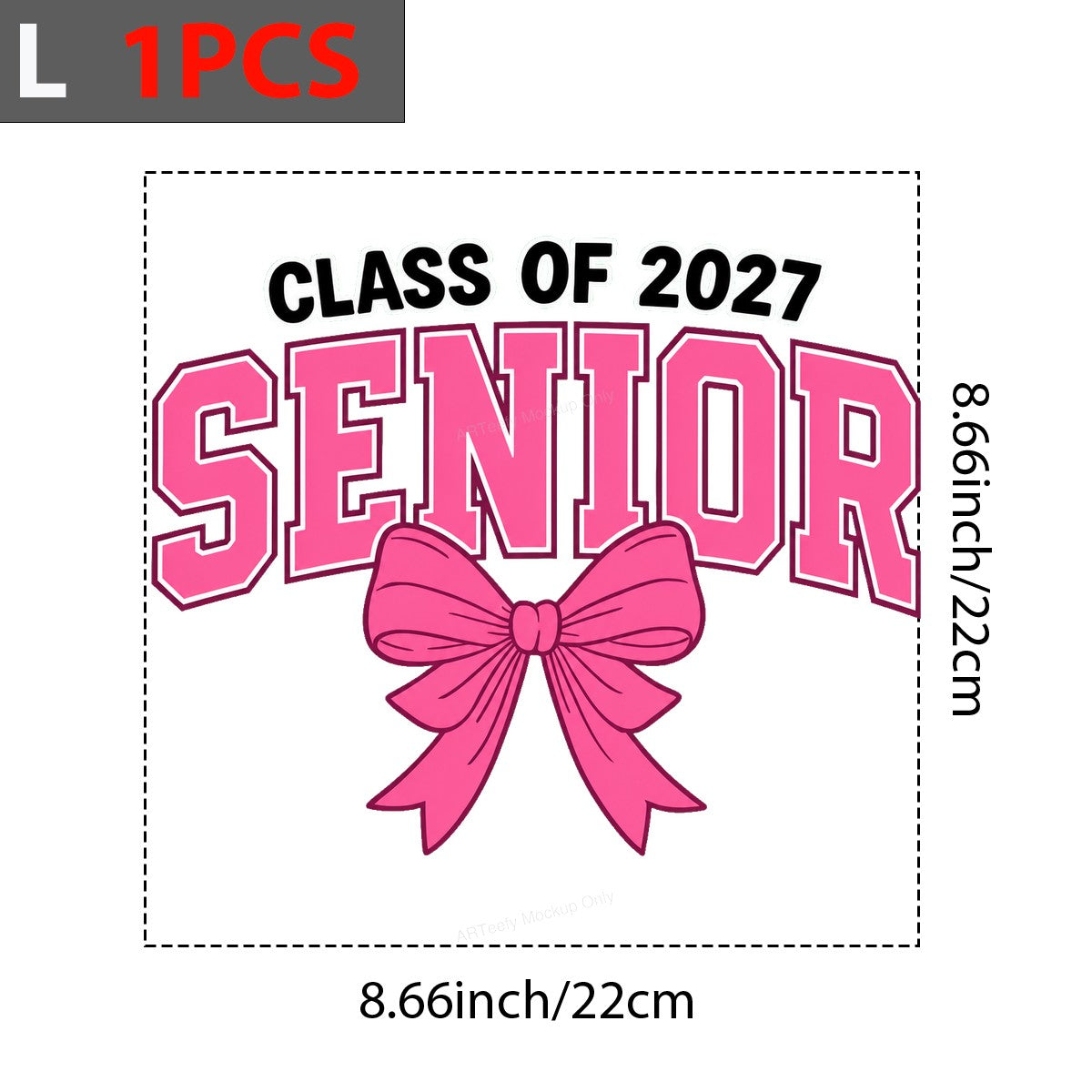 DTF Transfer Class of 2027 Senior Pink Bow Graphic for T Shirts Hoodies and Tote Bags - 7