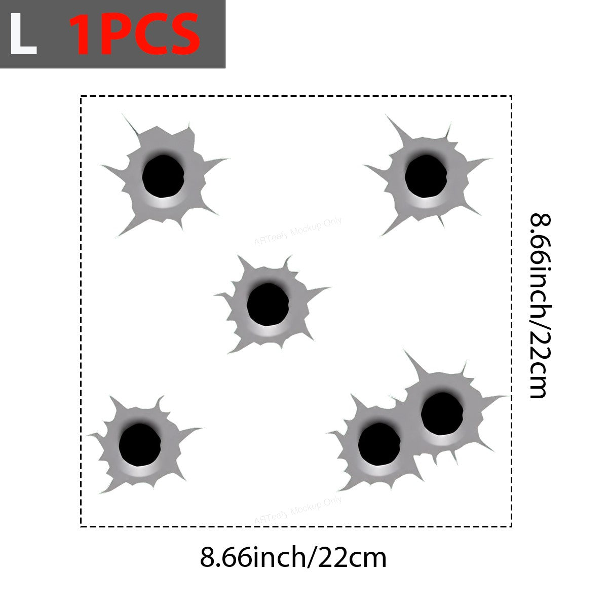 DTF Transfer Realistic Bullet Hole Graphic Design for T Shirts Hoodies and Car Wraps - 7