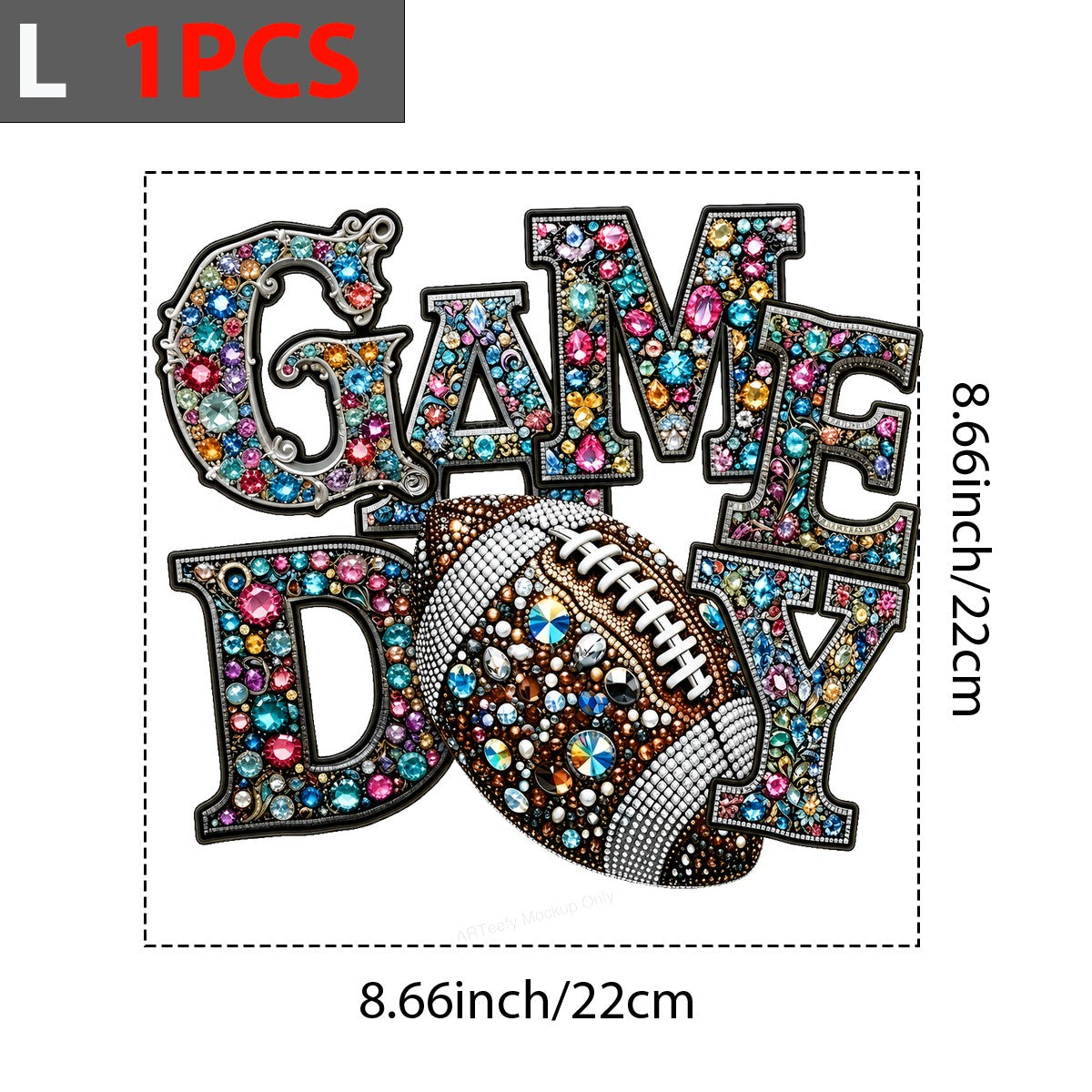 DTF Heat Transfer Game Day Football Rhinestone Jewel Graphic for T Shirts Hoodies and Game Outfits - 7