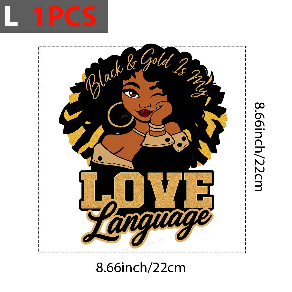 DTF Heat Transfer Black & Gold Is My Love Language Afro Woman Graphic for T Shirts Hoodies and Tote Bags - 7