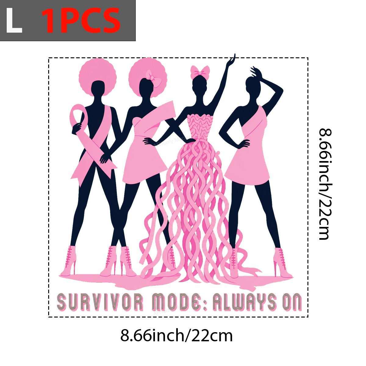 DTF Transfer Survivor Mode Always On Pink Ribbon Women Silhouette Graphic for T Shirts Hoodies and Tote Bags - 7