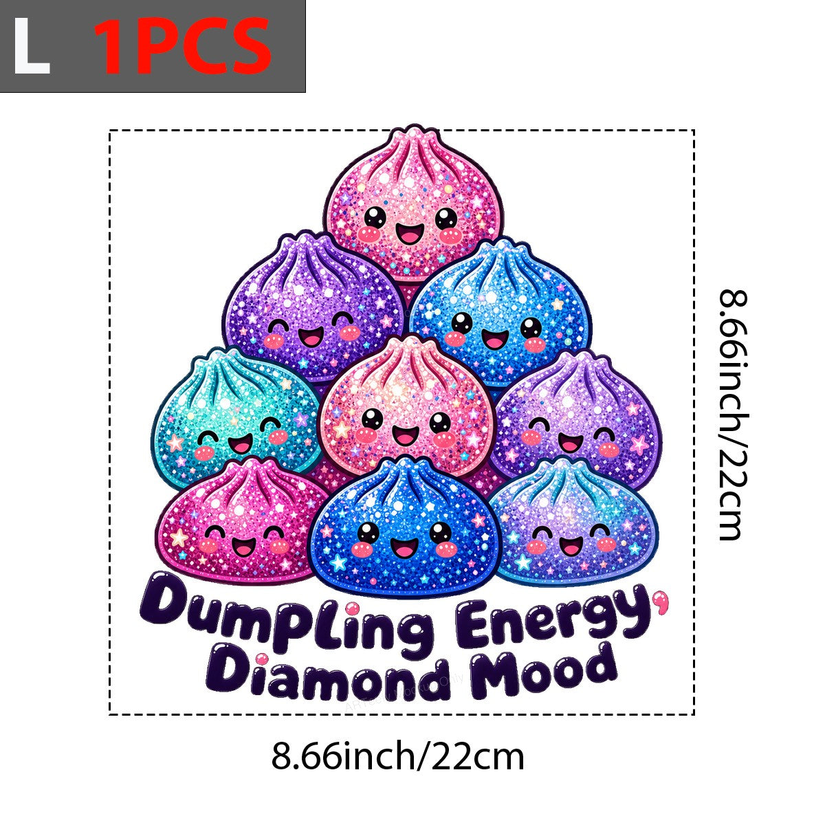 Funny Graphic Transfer Dumpling Energy Diamond Mood Glitter Dumpling Stack for T Shirts Hoodies and Tote Bags - 7