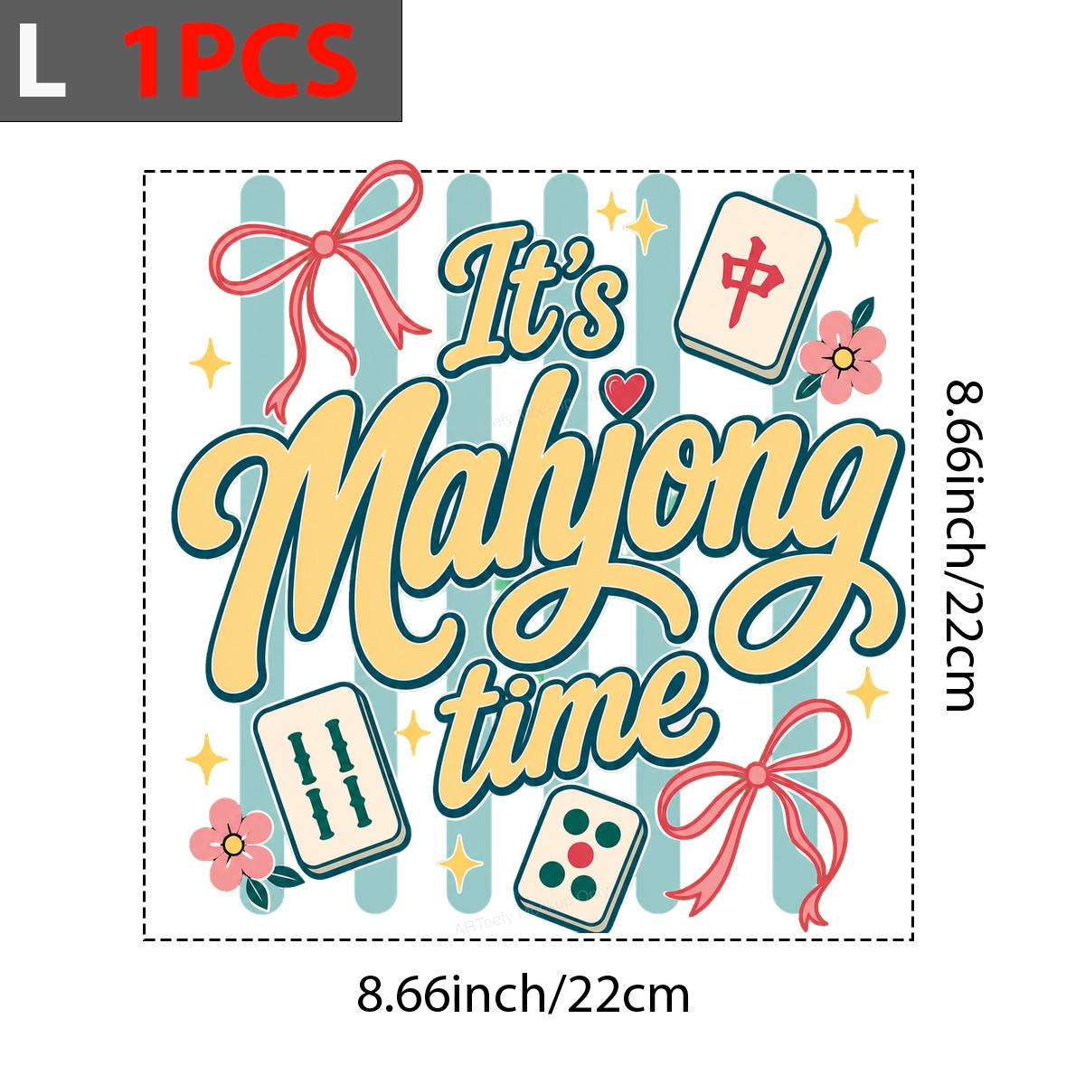 DTF Transfer It’s Mahjong Time Quote with Tiles and Bows Graphic for T Shirts Hoodies and Game Night Gifts - 7