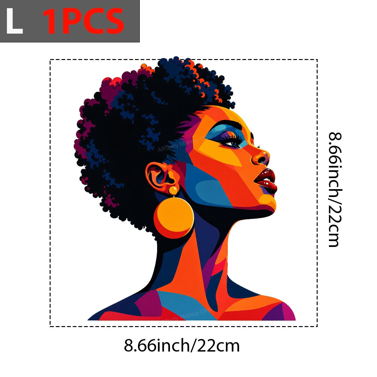 DTF Transfer Afro Woman Portrait Color Block Art Graphic for T Shirts Hoodies and Tote Bags - 7