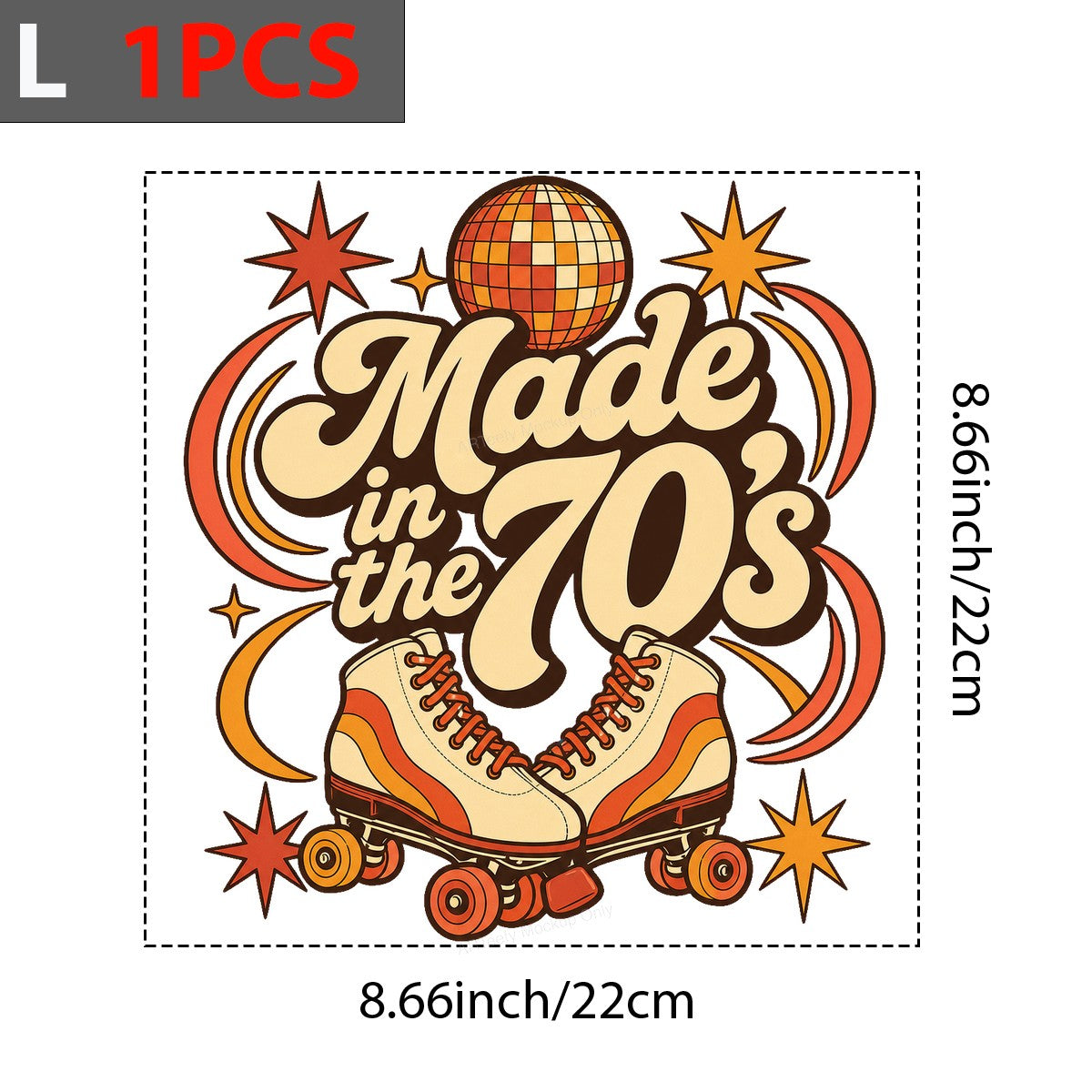 DTF Heat Transfer Made in the 70s Retro Roller Skate Disco Graphic for T Shirts Hoodies and Tote Bags - 7