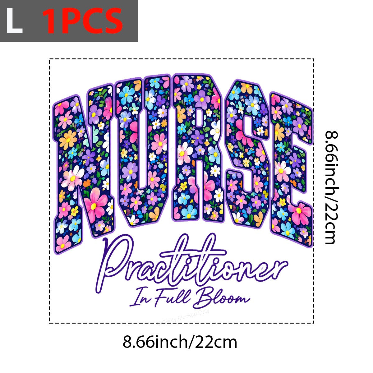 DTF Transfer Nurse Practitioner In Full Bloom Floral Lettering Graphic for T Shirts Hoodies and Tote Bags - 7