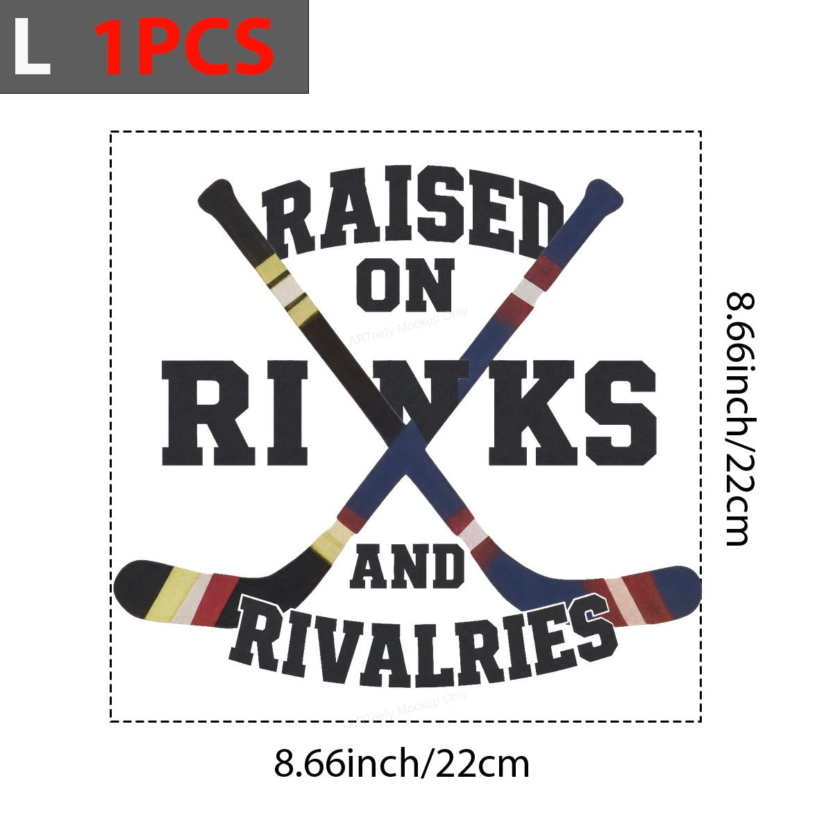 DTF Transfer Raised On Rinks And Rivalries Hockey Sticks Graphic for T Shirts Hoodies and Game Day Apparel - 7