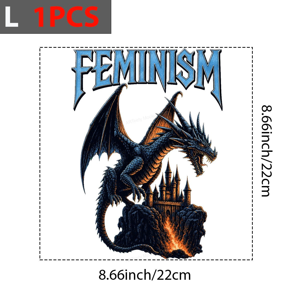DTF Transfer Feminism Dragon Guarding Castle Fantasy Graphic for T Shirts Hoodies and Tote Bags - 7
