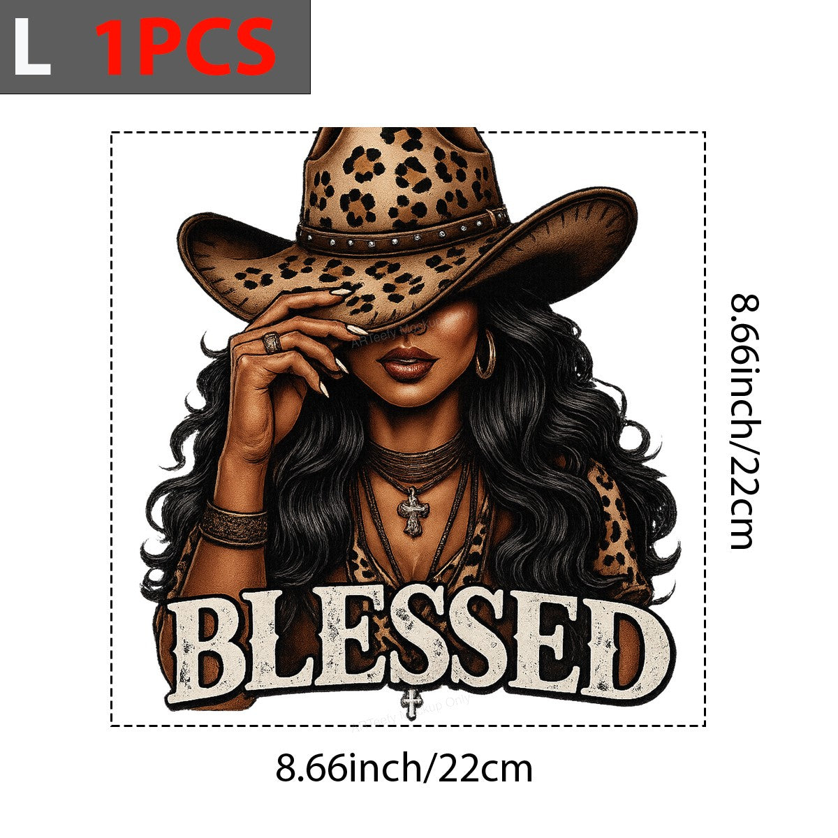 Western Heat Transfer Blessed Cowgirl Leopard Print Hat Christian Graphic for T Shirts Hoodies and Tote Bags - 7
