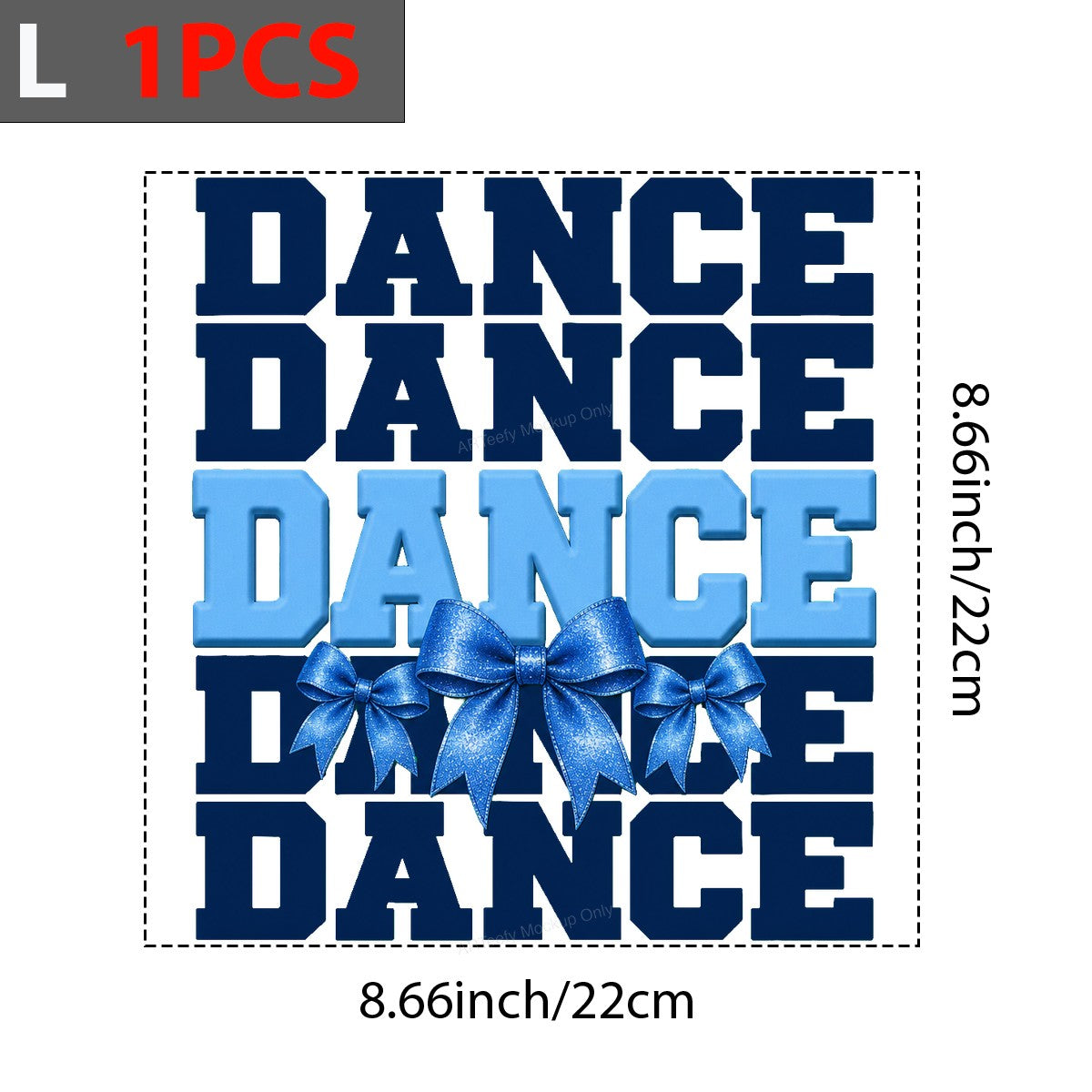 DTF Heat Transfer Dance Cheerleader Blue Bow Block Letter Graphic for T Shirts Hoodies and Tote Bags - 7