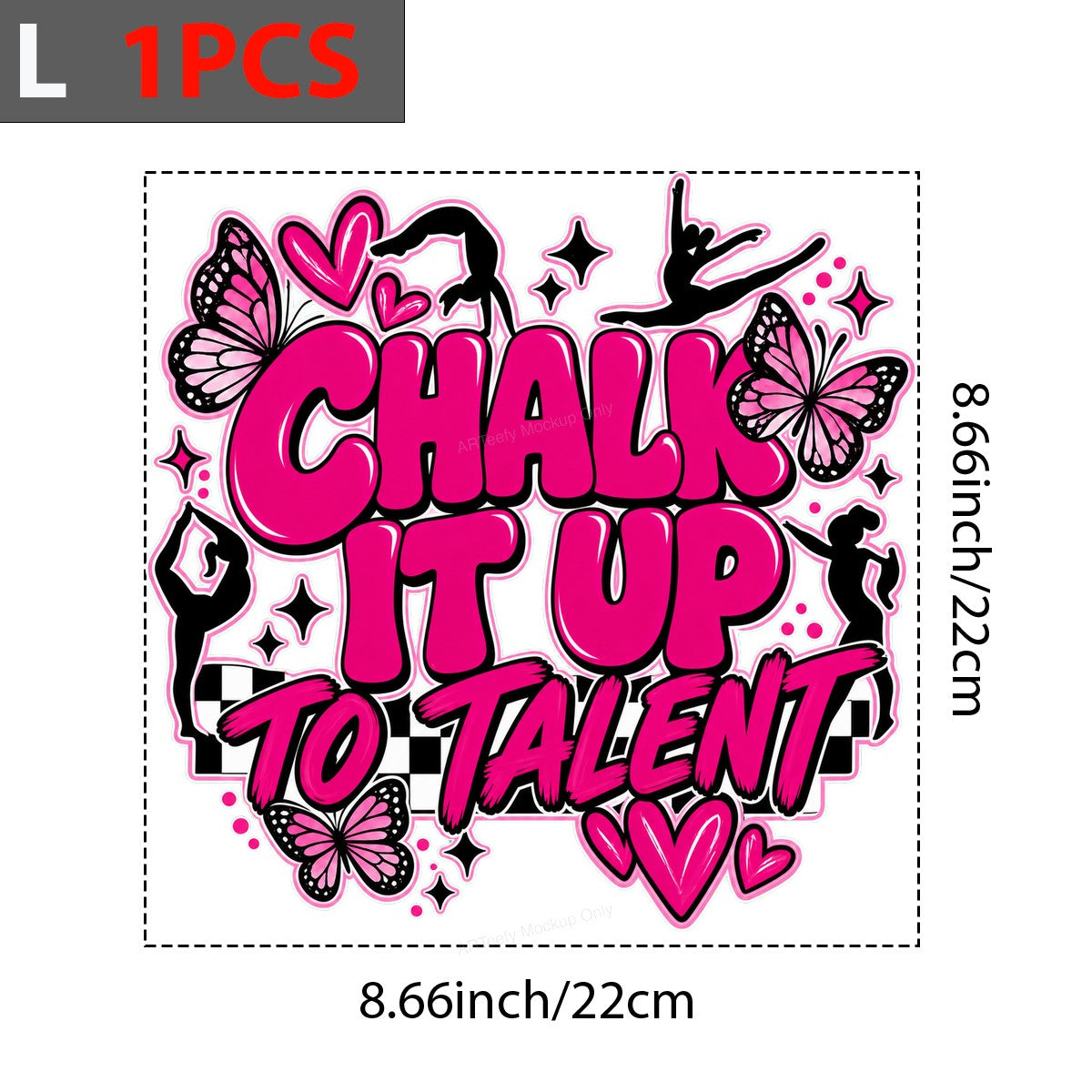 DTF Heat Transfer Chalk It Up To Talent Gymnastics Quote Pink Butterfly Graphic for T Shirts Hoodies and Dance Apparel - 7