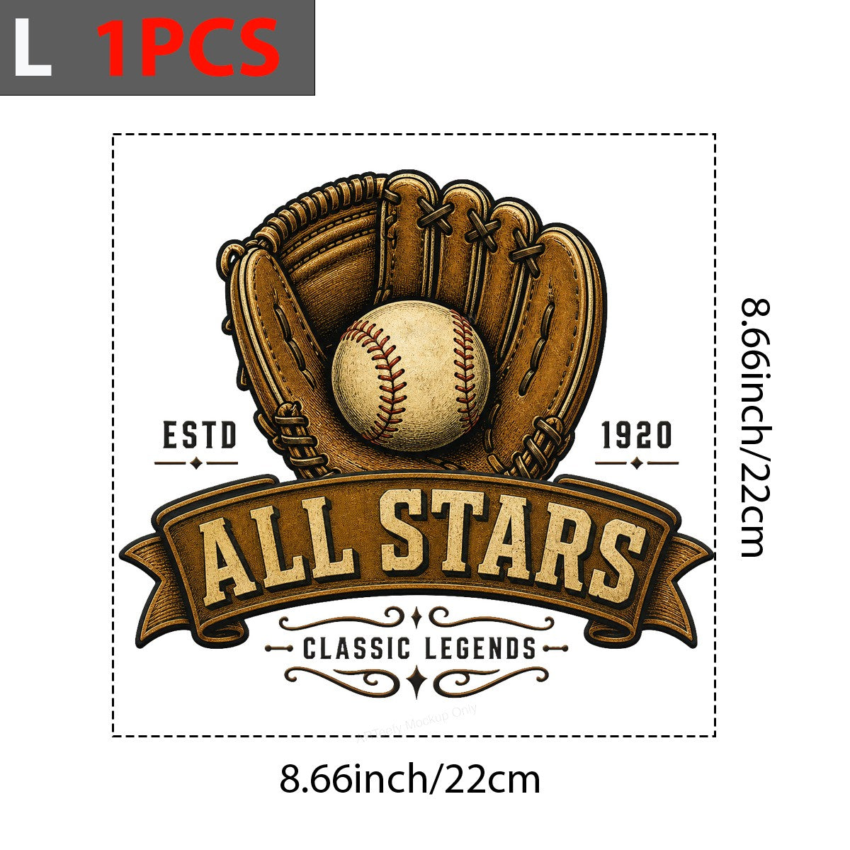 DTF Transfer All Stars Baseball Glove Vintage Emblem Graphic for T Shirts Hoodies and Tote Bags - 7
