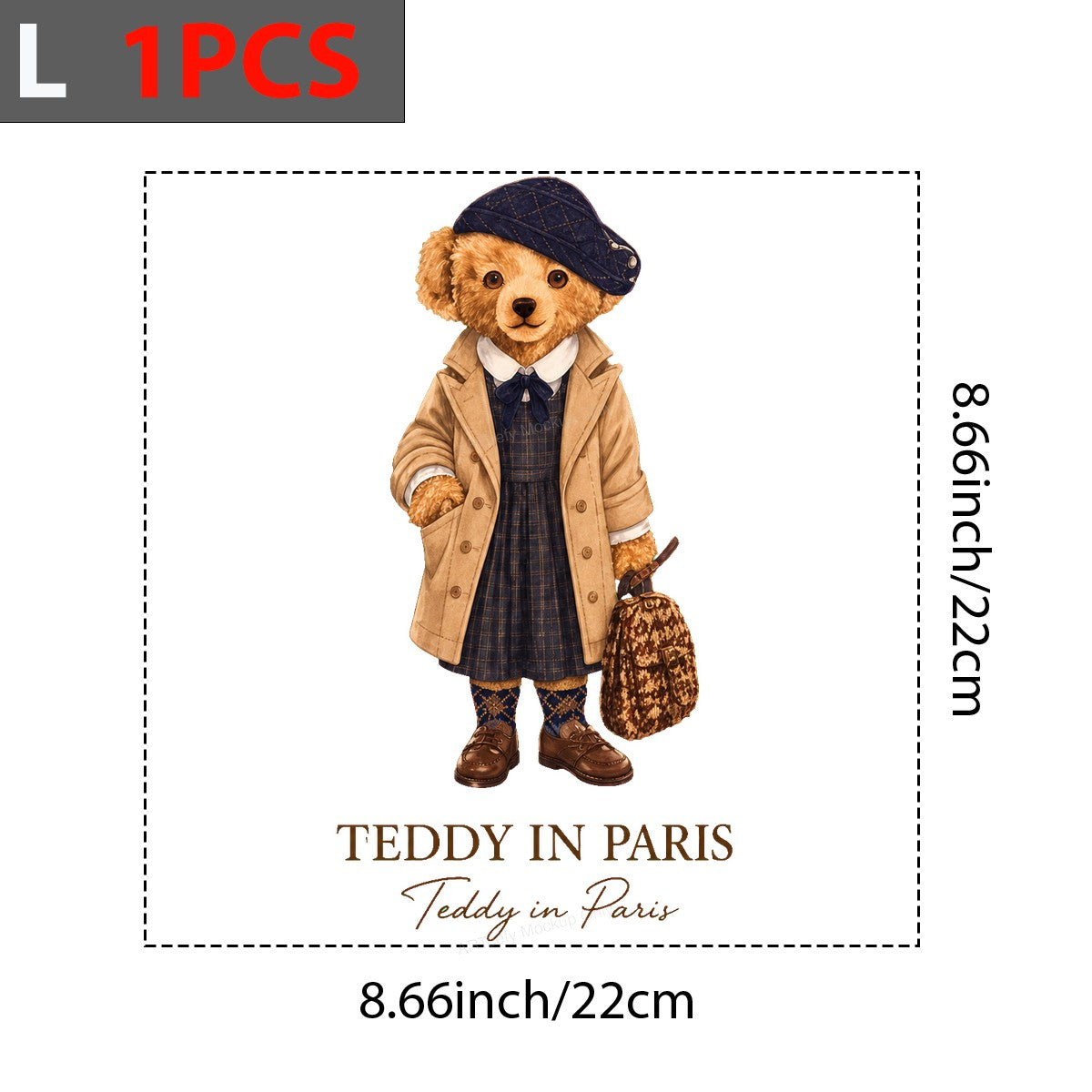 DTF Transfer Teddy in Paris Bear in Trench Coat Vintage Travel Graphic for T Shirts Hoodies and Tote Bags - 7