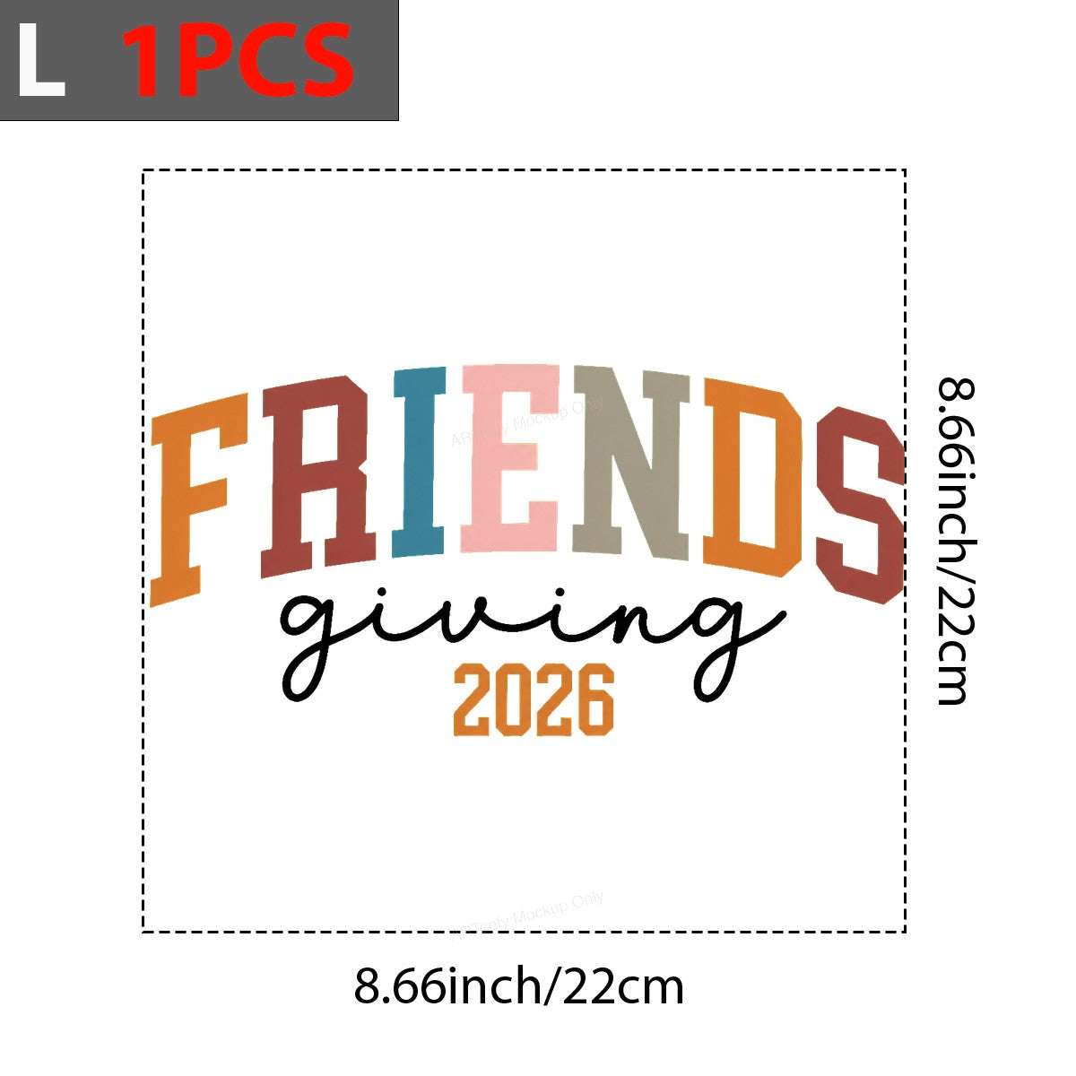 DTF Heat Transfer Friendsgiving 2026 Multicolor Lettering Script Graphic for T Shirts Hoodies and Tote Bags - 7