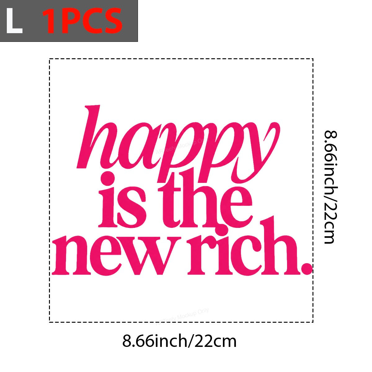 DTF Transfer Happy Is The New Rich Quote Bold Pink Typography Graphic for T Shirts Hoodies and Tote Bags - 7