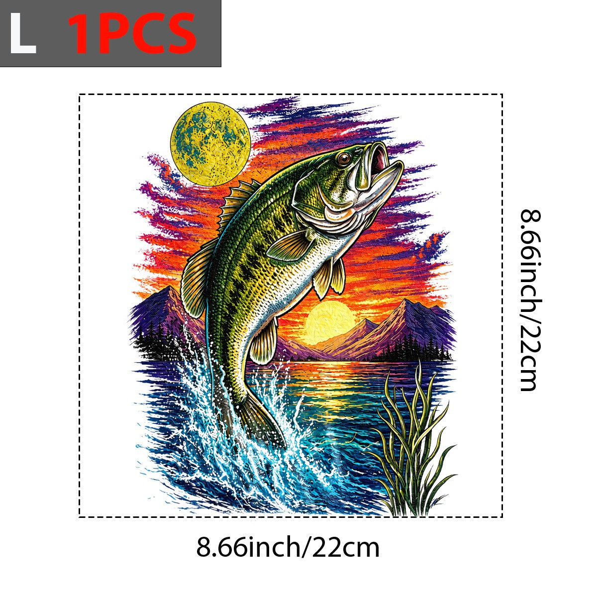 DTF Heat Transfer Jumping Bass Fish Sunset Lake Graphic for Fishing T Shirts Hoodies and Gifts - 7