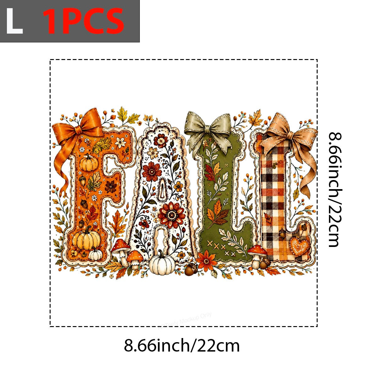 DTF Heat Transfer FALL Floral Pumpkin Plaid Bow Graphic for T Shirts Hoodies and Tote Bags - 7