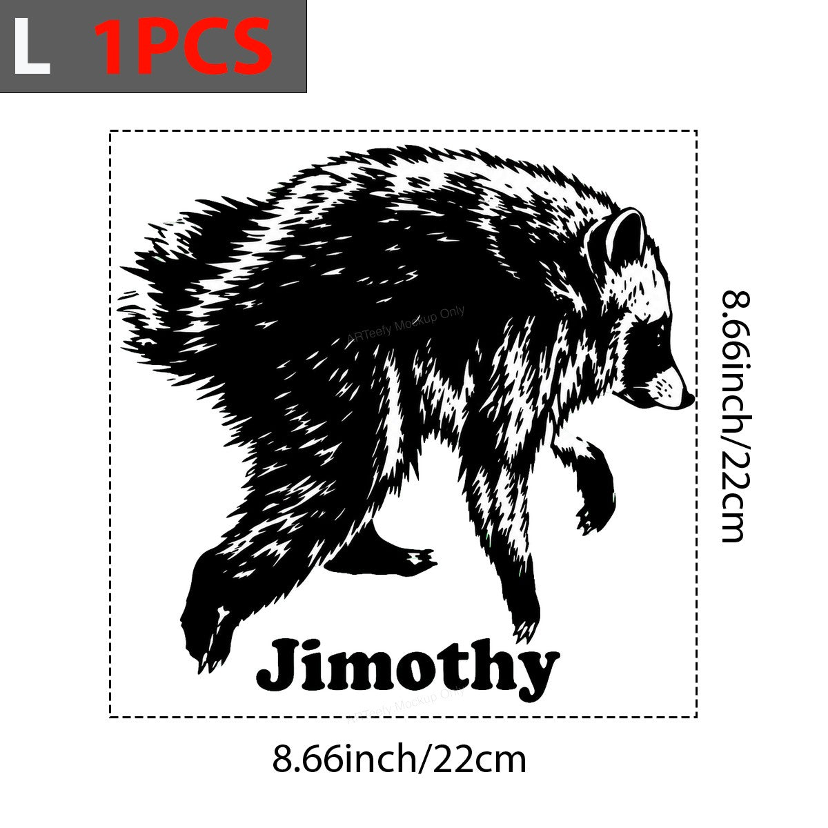 DTF Heat Transfer Jimothy Raccoon Silhouette Graphic for T Shirts Hoodies and Tote Bags - 7