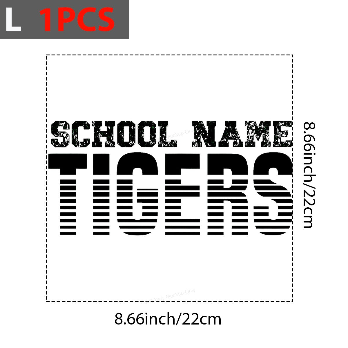 DTF Transfer School Name Tigers Text Graphic Striped Lettering for Team Shirts Hoodies and Spirit Wear - 7