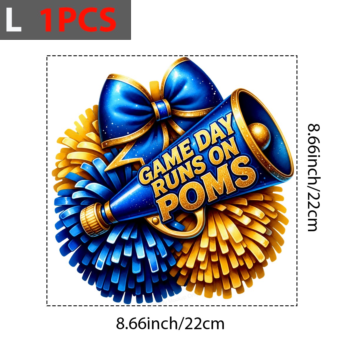 DTF Transfer Game Day Runs On Poms Cheer Megaphone and Pom Pom Graphic for T Shirts Hoodies and Tote Bags - 7