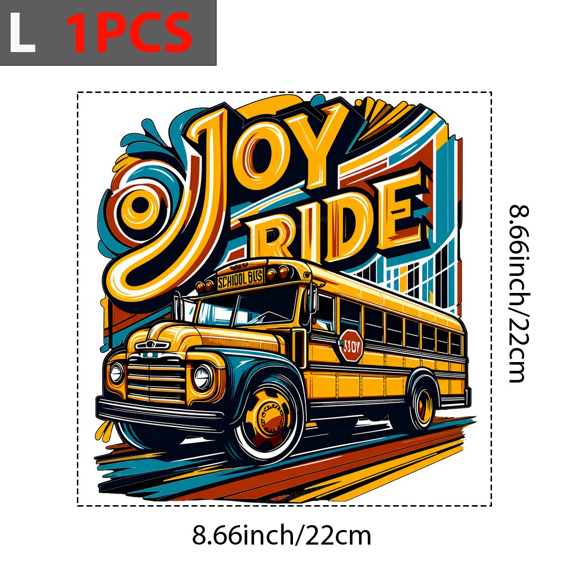 DTF Heat Transfer Joy Ride Retro School Bus Graphic for T Shirts Hoodies and Tote Bags - 7