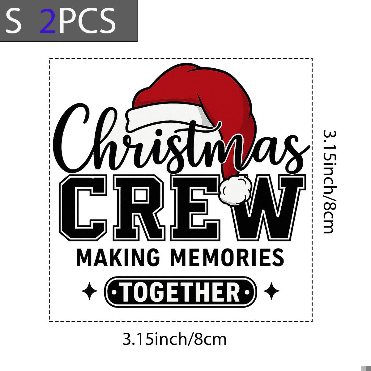 DTF Heat Transfer Iron On Sticker Christmas Crew Santa Hat Graphic for Holiday T Shirts Sweatshirts Family Matching Outfits Home Decor and Christmas Celebrations - 8