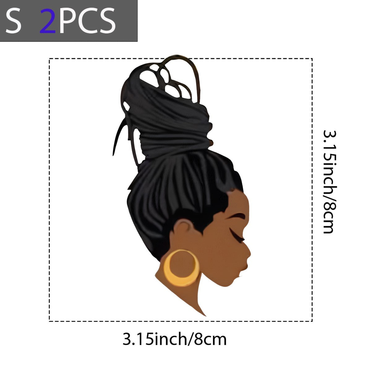 DTF Heat Transfer Iron On Sticker African American Woman Portrait with Bold Earrings for Apparel Bags Jackets Home Decor and Fall Fashion - 8