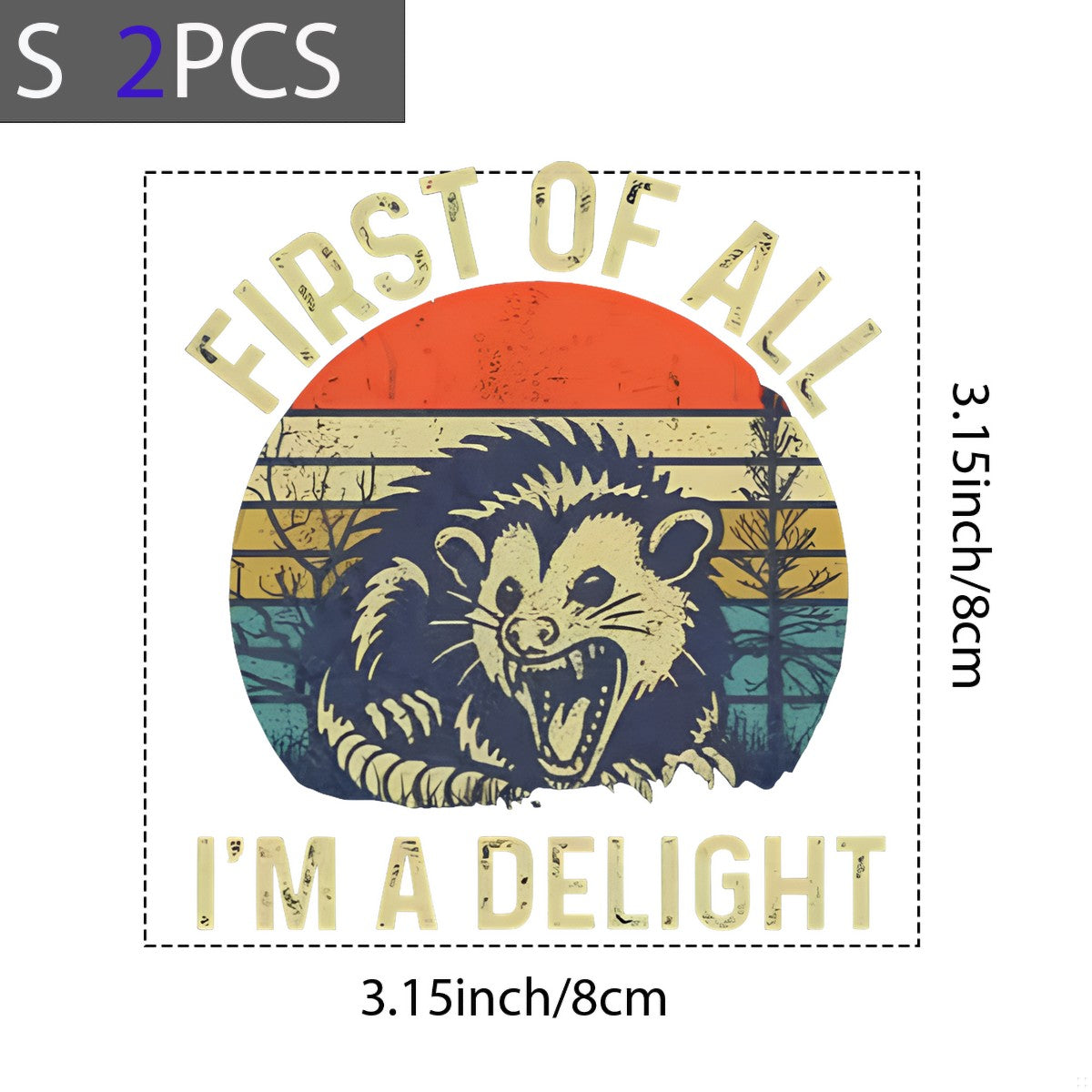 DTF Heat Transfer Iron On Sticker Vintage Possum Retro Sunset Graphic for Halloween Decorations T Shirts Hoodies and Home Decor - 8