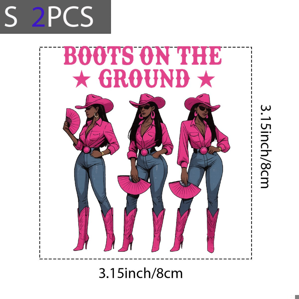 DTF Heat Transfer Iron On Sticker Boots On The Ground Western Cowgirl Style Pink Shirt and Jeans for Apparel Bags Jackets and Home Decor - 8