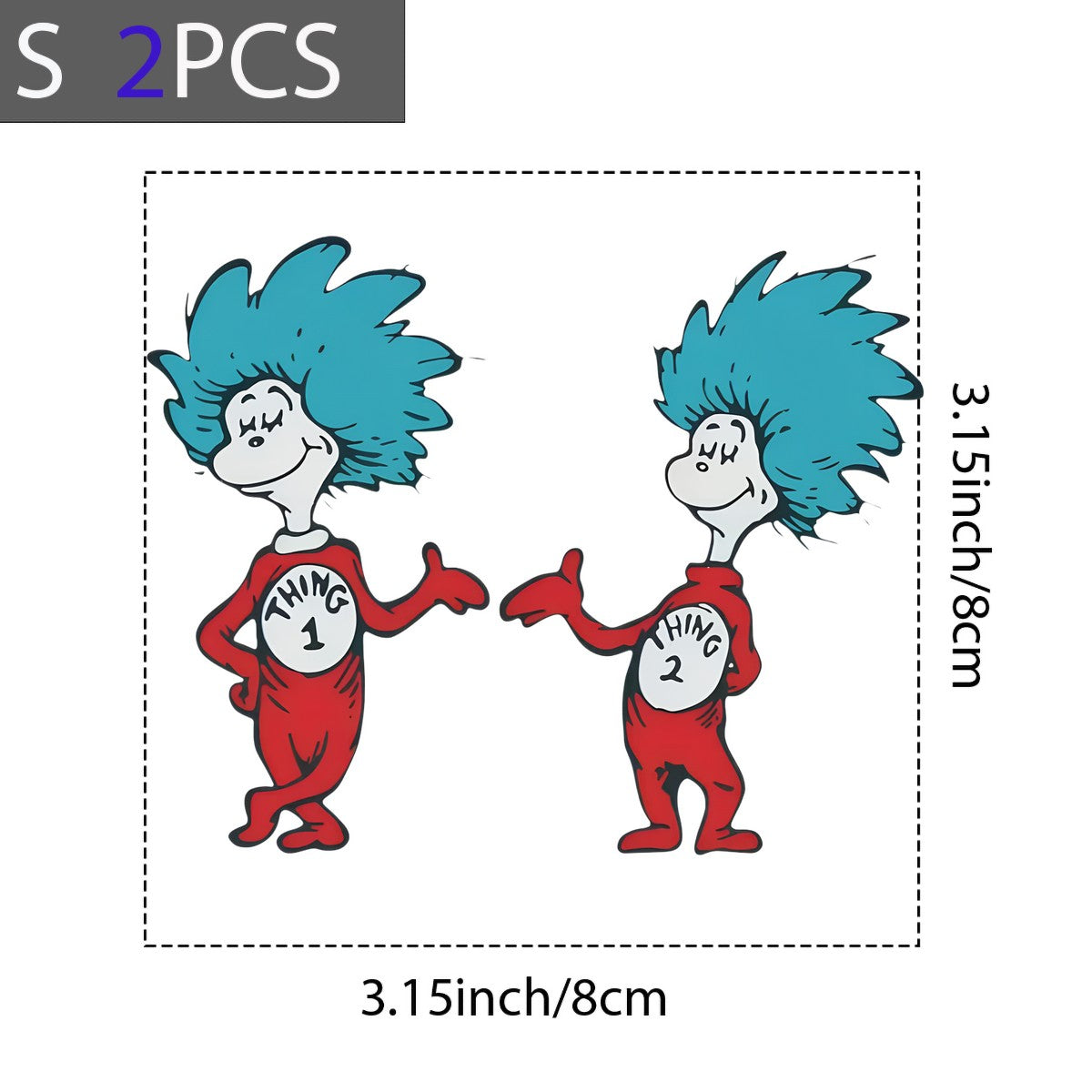 DTF Heat Transfer Iron On Sticker Thing One and Thing Two Characters in Red Suits for Halloween Party Favors T Shirts Hoodies Bags and Home Decor - 8