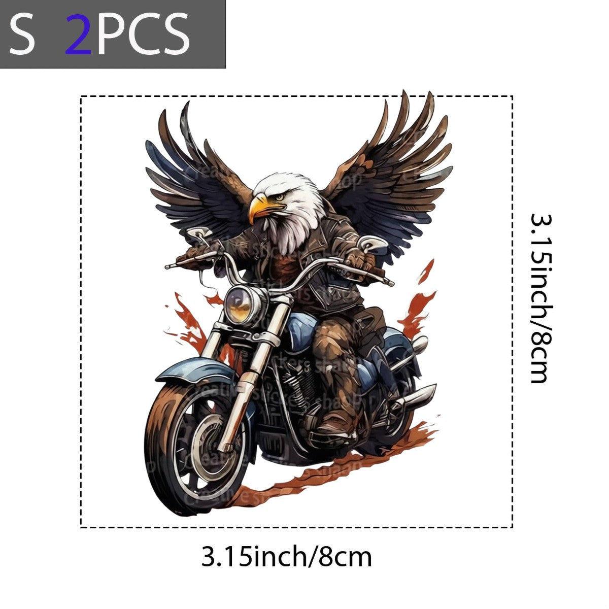 DTF Heat Transfer Iron On Sticker Bald Eagle Riding Motorcycle Graphic for Patriotic Apparel Biker Jackets Bags and Home Decor - 8