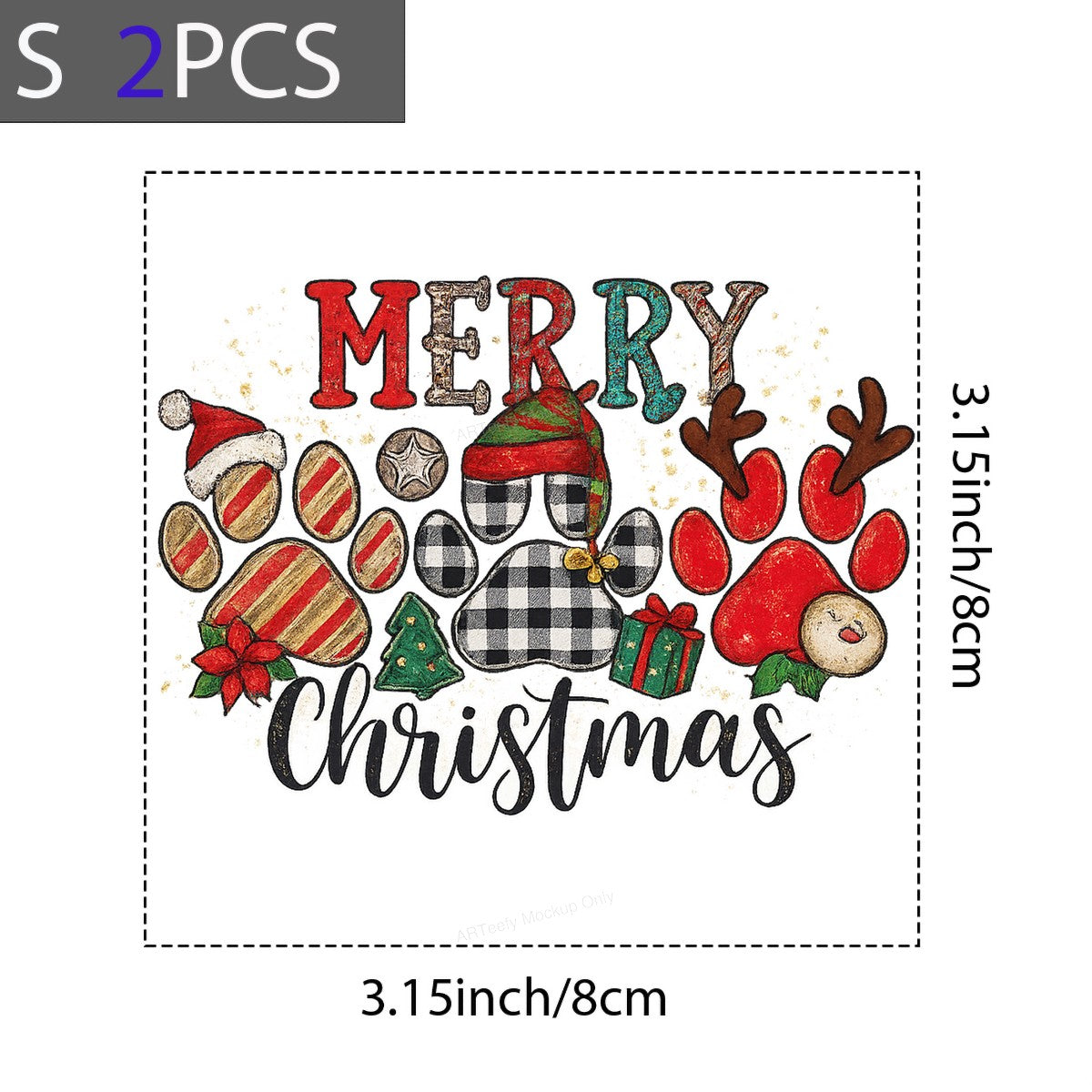 DTF Heat Transfer Iron On Sticker DTF Transfers Ready to Press Christmas Paw Print Design for Holiday T Shirts Hoodies Local Warehouse - 8