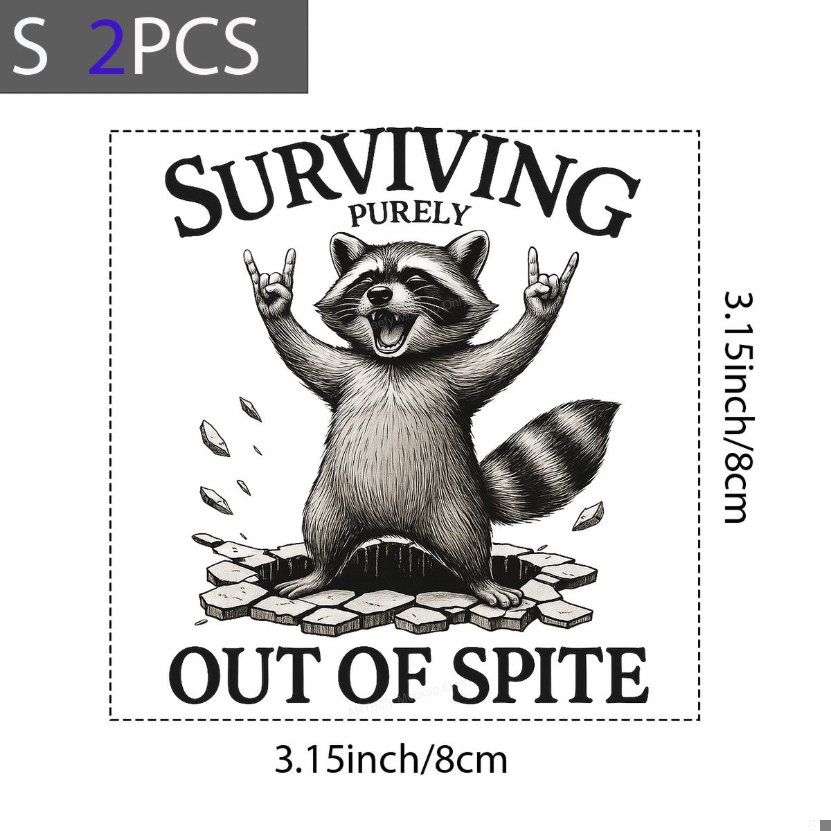 DTF Heat Transfer Iron On Sticker Iron On Transfers for T Shirts Surviving Raccoon Design Fun Casual Wear Vintage Style Local Warehouse - 8