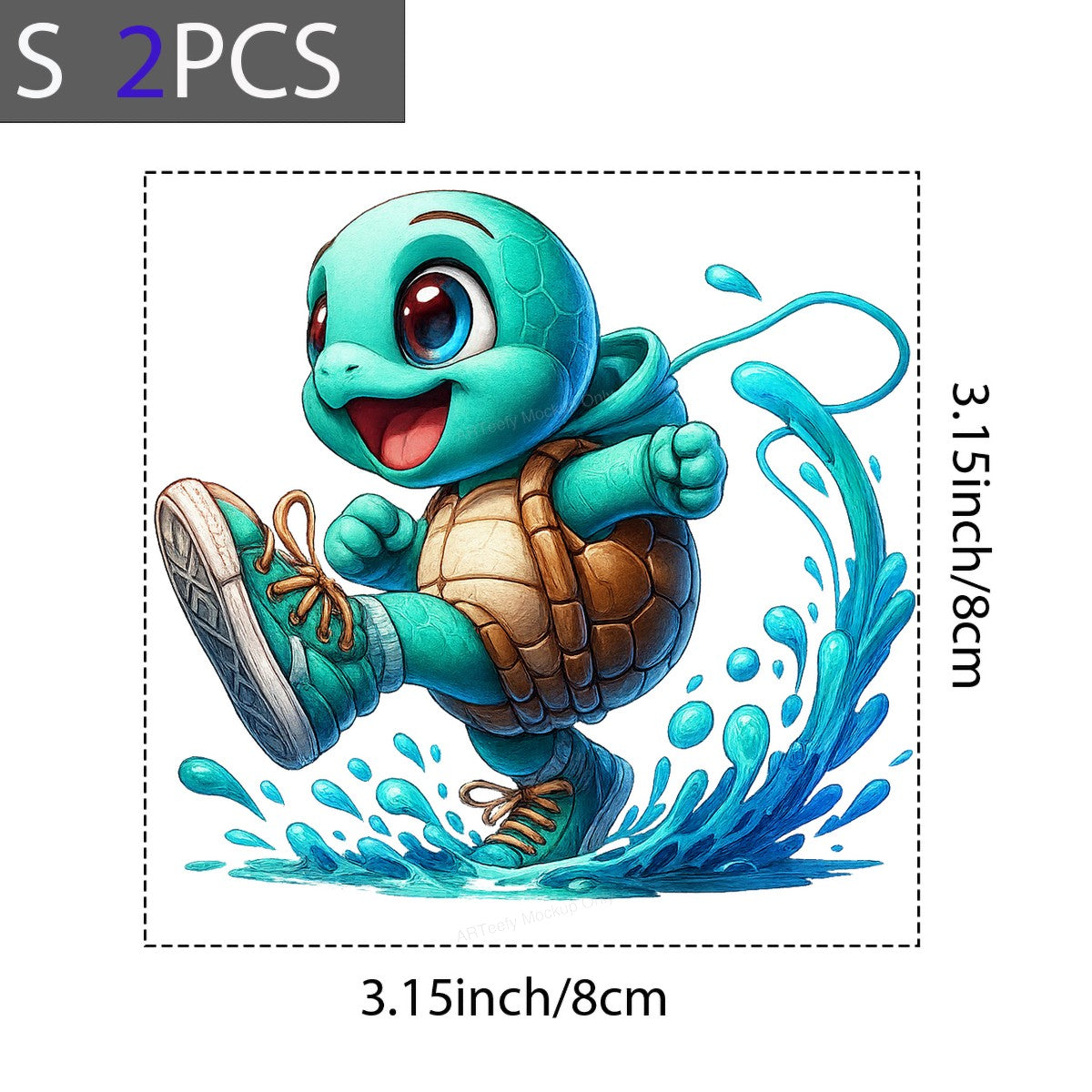 DTF Heat Transfer Iron On Sticker Adorable Turtle Splash Design for T Shirts Hoodies Local Warehouse - 8