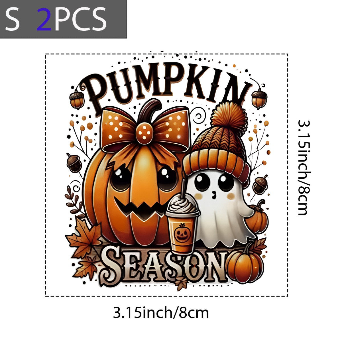 DTF Heat Transfer Iron On Sticker Cute Pumpkin and Ghost with Coffee Autumn Leaves for Halloween Decorations T Shirts Hoodies Tote Bags and Home Decor - 8
