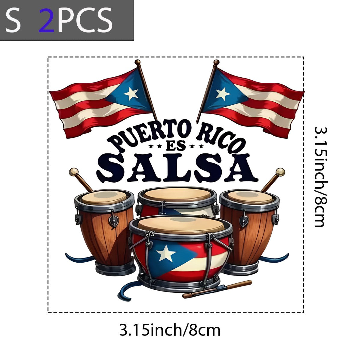 DTF Heat Transfer Iron On Sticker Puerto Rico Salsa Drum Set Pattern for Music Lovers Apparel Bags Jackets and Home Decor - 8
