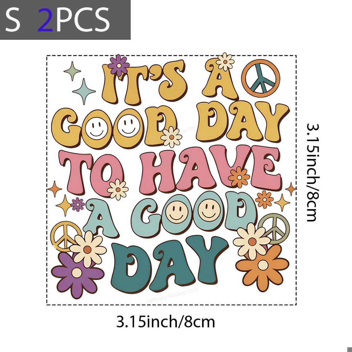 DTF Heat Transfer Iron On Sticker Iron On Transfers for T Shirts Retro Colorful Peace Flower Smiley Design for Casual Wear Local Warehouse - 8